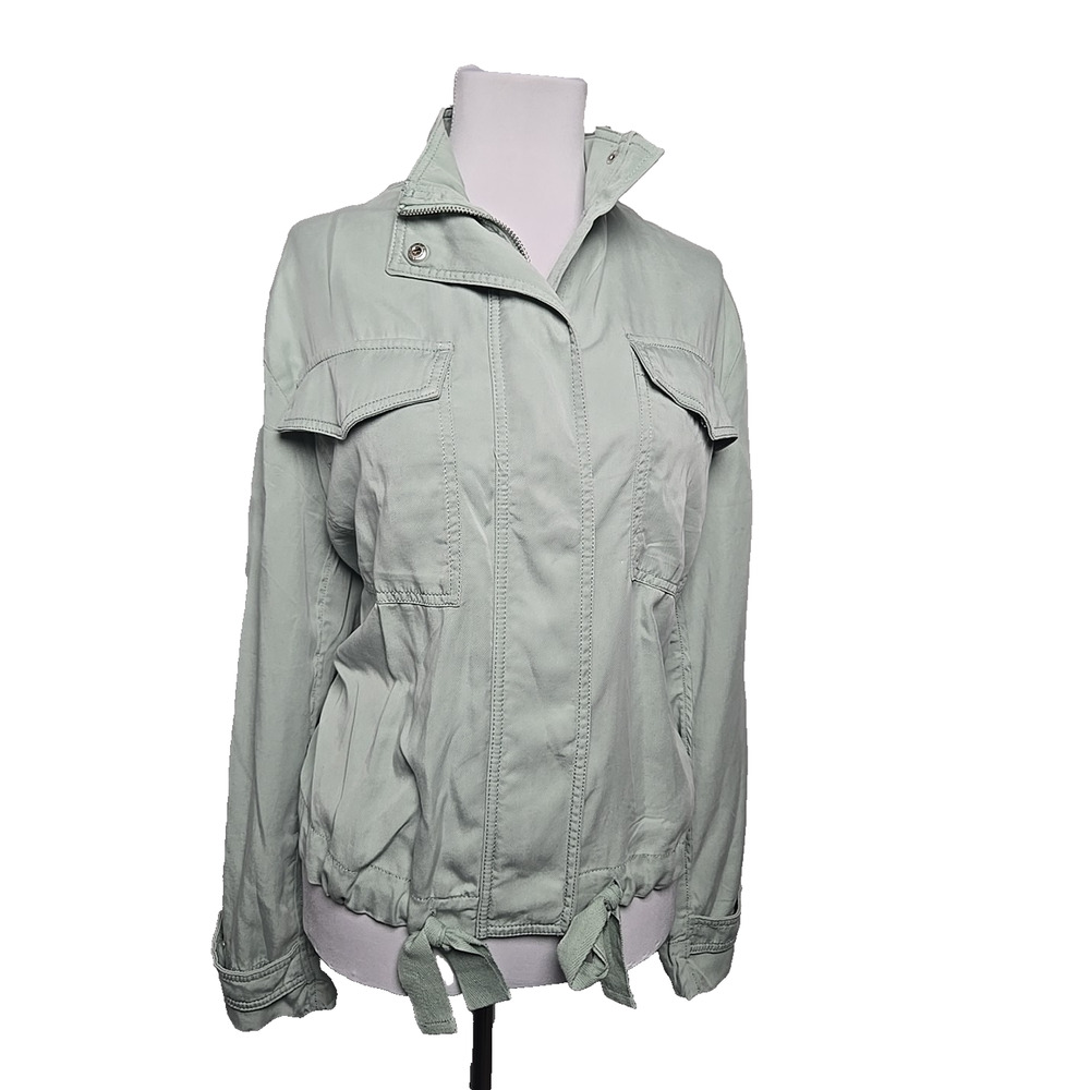 LOFT Ann Taylor Mint‎ Green Lightweight Jacket Zip & Snap Lyocell Pockets XL NWT